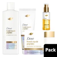 Pack DOVE Bond Intense Repair: Shampoo 350ml + Acondicionador 250ml + Crema de Tratamiento 250g + Óleo 110ml