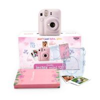 Cámara Instax Fujifilm Mini 12 lila morado + Pack 10 + estuche + álbum, instantánea con modo selfie y diseño compacto