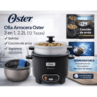 Olla Arrocera Oster 3 en 1 2.2L (12 Tazas) con Sofrito y Vaporera Antiadherente DiamondForce CKSTRC1