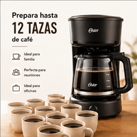 Cafetera Oster BVSTDCS121B 12 Tazas con Filtro Reutilizable Función Pausa y Servir
