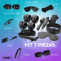 Kit Sado Bondage Bdsm Para Parejas - 7 Piezas Sexuales - Negro