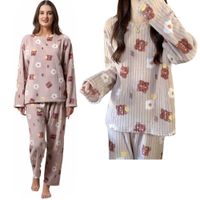 Conjunto pijama pantalon y chompa Polar calentador - Marrón