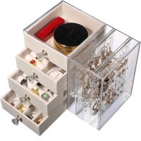 Joyero organizador de joyas con 4 cajones Beige