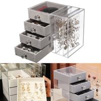 Joyero organizador de joyas con 4 cajones Gris