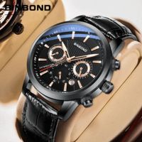 Reloj BINBOND para Hombre - Elegante - Negro/Negro  Cuero