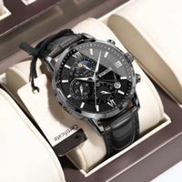 Reloj BINBOND para Hombre - Cuero Negro/Negro