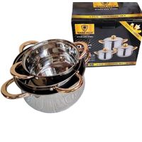 Juego de 3 ollas con tapas acero inoxidable 6pcs