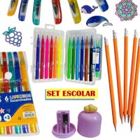 BOX 1 - Juego de útiles escolares lapiceros lápices y plumones