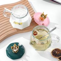 Tazas de vidrio 350ml con tapa set de 3