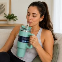 Vaso de 1200ml  Tomatodo de plástico y acero en la base - Verde