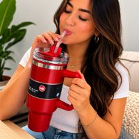 Vaso de 1200ml  Tomatodo de plástico y acero en la base - Rojo