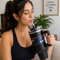 Vaso de 1200ml  Tomatodo de plástico y acero en la base - Negro