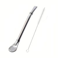 Bombilla plateada premium para mate o infusiones + limpiador