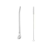 Bombilla plateada para mate o infusiones + limpiador