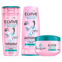 Pack ELVIVE: Shampoo Glycolic Crystal 370ml + Acondicionador Glycolic Crystal 370ml + Tratamiento para Cabello Glycolic Crystal 300g