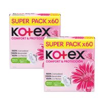 Pack Toalla Higiénica KOTEX Comfort y Protección Normal Paquete 60un x 2un