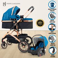 Coche Moisés 4 en 1 «VERONA GOLD» con Porta bebé Azul