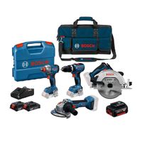 Taladro Gsb18v-65 + Atornillador gdx18v-285 + Amoladora gws18v-8 + Sierra gks18v-68 Bosch