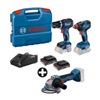 COMBO Bosch: Taladro percutor GSB-90C 18V + Llave de impacto GDX 18V-200 + Amoladora Inalámbrica GWS18v-8 sin Bateria