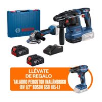Rotomartillo Gbh 185 + Amoladora Gws 18v-8 Kit + Regalo: Taladro Gsb 185-li Bosch