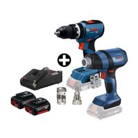 COMBO Bosch: Taladro Atornillador Inálambrico Gsb 18V-65 Baretool + Pistola de calor inalámbrico Ghg 18v-50 + 2 Baterías 18v 4ah + Cargador Bivolt