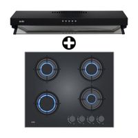 Combo Sole Duo Esencial : Cocina Encimera  3120SOLCO049V2 60cm Negro + Campana Extractora 3120TURE107CO 60cm Negro