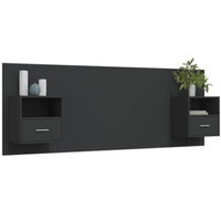 Cabecera + Veladores Simone Cama 2 Plz Negro - Muebles Bonno