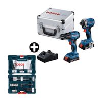 COMBO Bosch: Taladro Gsb 185-li + Atornillador Gdr 18v-215 + Maletin Aluminio + Set Bosch V-LINE: 41 Piezas brocas + Puntas