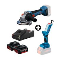COMBO Bosch: Amoladora Inalámbrica GWS18v-8 + Linterna GLI 18V-300 + 2 Baterías 18v 4ah + Cargador Bivolt