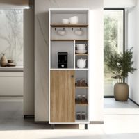 Mueble Estación Café 1 puerta Carajillo Fresno/Blanco 180x60cm Tuhome