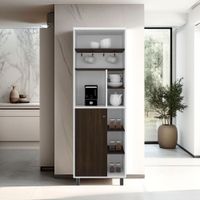 Mueble Estación Café 1 puerta Carajillo Nogal/Blanco 180x60cm Tuhome