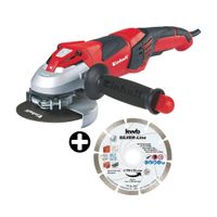 COMBO Amoladora 5"" 1100W TE-AG 125 Einhell + Disco de Corte Segmentado KWB Silverline 115x22mm