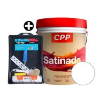 COMBO Pintura Látex Satinado CPP Bl 4 gl + Kit Pintor Tekno de Polipropileno/Acero Bl