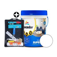 COMBO Pintura Látex Vencedor Supermate Antibacterial Nuevo Bl Decora 4 gl + Kit Pintor Tekno de Polipropileno/Acero Bl