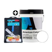 COMBO Pintura American Colors Satinado Bl 4 gl + Kit Pintor Tekno de Polipropileno/Acero Bl