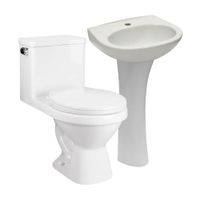 COMBO Inodoro One Piece Iseo Blanco Ps As Sd + Lavatorio Ovalado Trebol Máncora Blanco + Pedestal Universal Loza Trebol Blanco