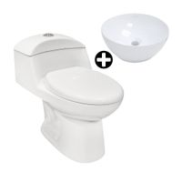 COMBO Trebol: Inodoro One Piece Balanz Pro Blanco + Ovalin Circular Saona Blanco