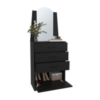 Cómoda Praga 3 Cajones 1 Puerta Abatible Melamina Wengue Tuhome