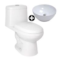 COMBO Trebol: Inodoro One Piece Savona Pro Blanco Pd Integ As Sd + Ovalin Circular Saona Blanco