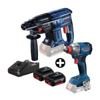 COMBO Bosch: Rotomartillo inalámbrico 18V GBH 180-LI Brushless + Llave de Impacto Inalámbrica GDX 18V-285 + 2 Baterías 18v 4ah + Cargador Bivolt