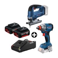 COMBO Bosch: Llave de Impacto Inalámbrica GDX 18V-285 + Sierra caladora 18v Gst 185-li + 2 Baterías 18v 4ah + Cargador Bivolt