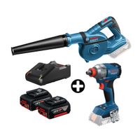 COMBO Bosch: Soplador aire GBL 18V-120 + Llave de Impacto Inalámbrica GDX 18V-285 + 2 Baterías 18v 4ah + Cargador Bivolt