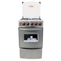 Cocina con tapa de vidrio Fadic y Horno Sami 4h gris