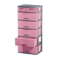 Cómoda Comodina Mimbre # 6 Gris Rosado Polinplast