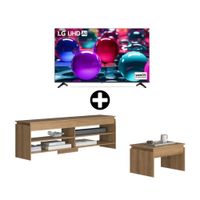 COMBO: Televisor LG 43"" UHD 4k Thinq AI 43UA7300PSB + Set Mesa para TV 65"" + Mesa de centro Toronto Beige/Maple Delmarco
