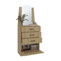 Cómoda Praga con Espejo 3 Cajones 1 Puerta Fresno 159.5x62.8x35.3cm Tuhome
