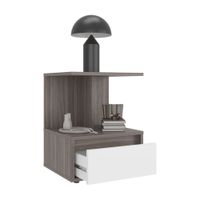 Velador 1 Cajon Miki Avellana/Blanco 51.6x40x35cm Tuhome