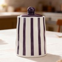 Canister Rayas Rectas Burgundy 16.5cm