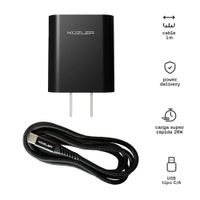Cargador 20w con Cable 3a Negro Speedvolt-20 Kuzler