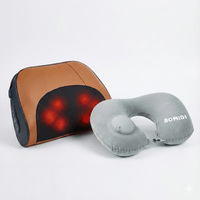 Almohada Masajeadora Inalámbrica MP1 PRO Negro Naranja + Almohada de Cuello Inflable U02 Gris| Bomid